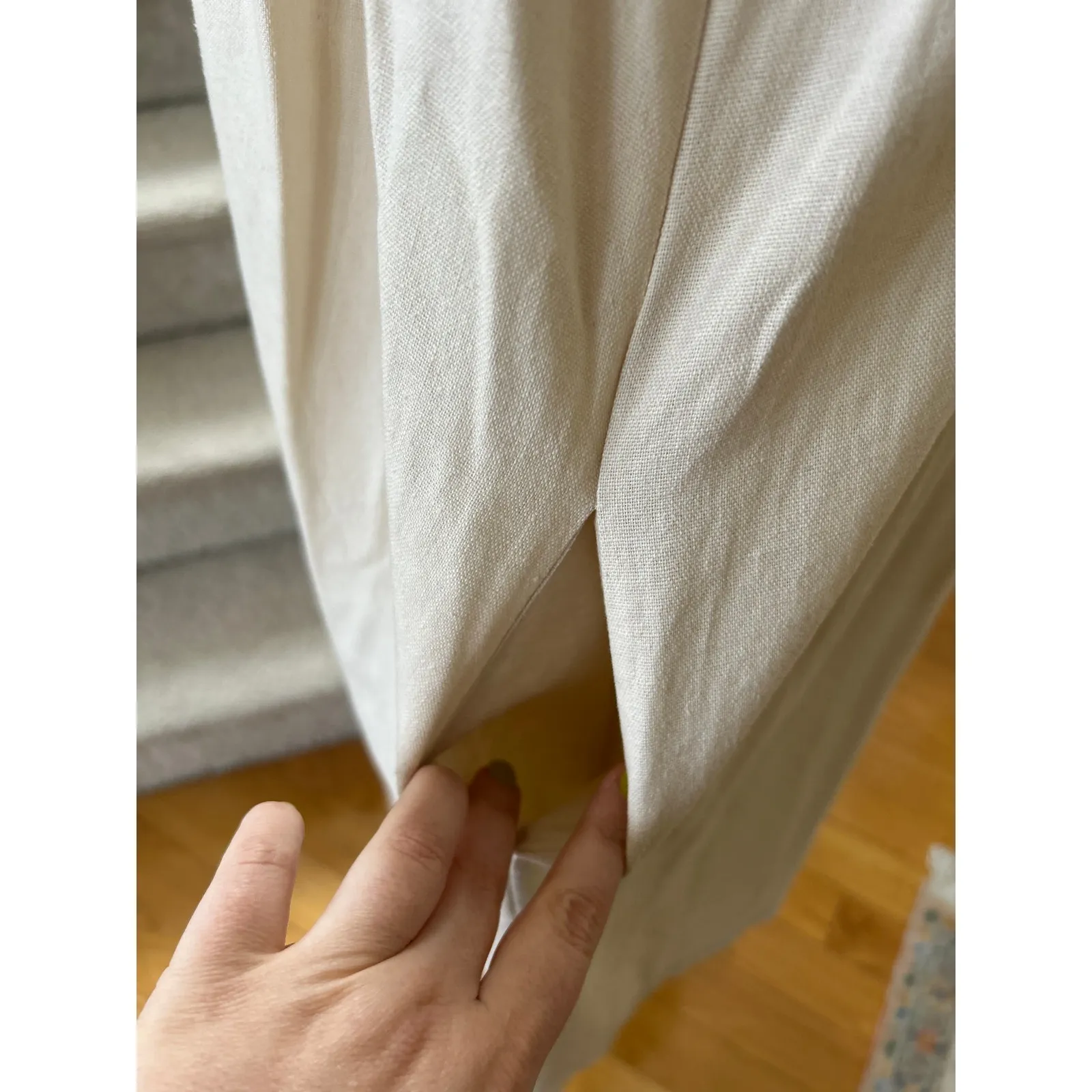 Lassiter Cream Cotton & Pink Mexican Style Embroidery Short Sleeve Midi Dress Size M - Image 7