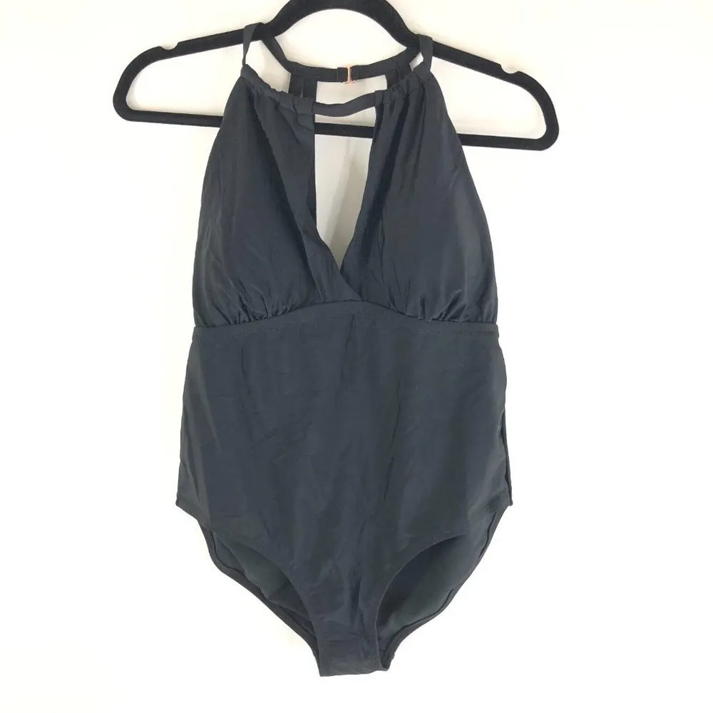 Raisins Curve One Piece Swimsuit Strappy High-Neck Cutout Molded Cups Black 14W - Image 3