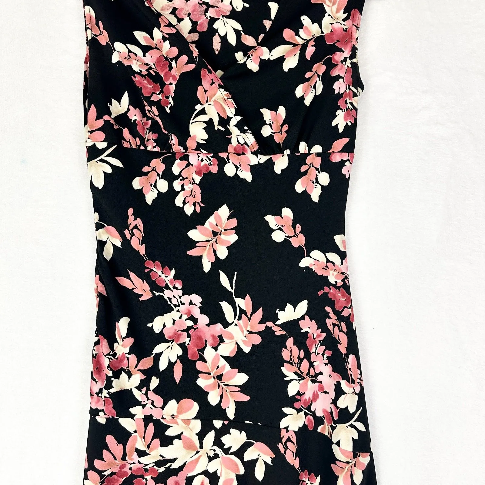 Vintage Byer Too Floral Midi Dress Size Small 90s Y2k Drop Waist Retro Feminine Black - Image 4