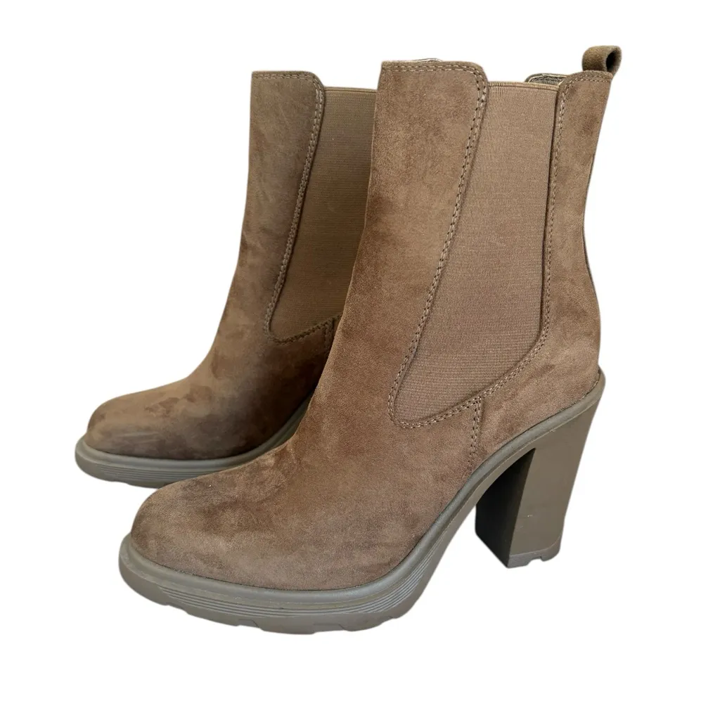 Nine West REAM 2 Chelsea Heeled Booties Natural Suede Block Round Toe Women’s 9 - Image 11