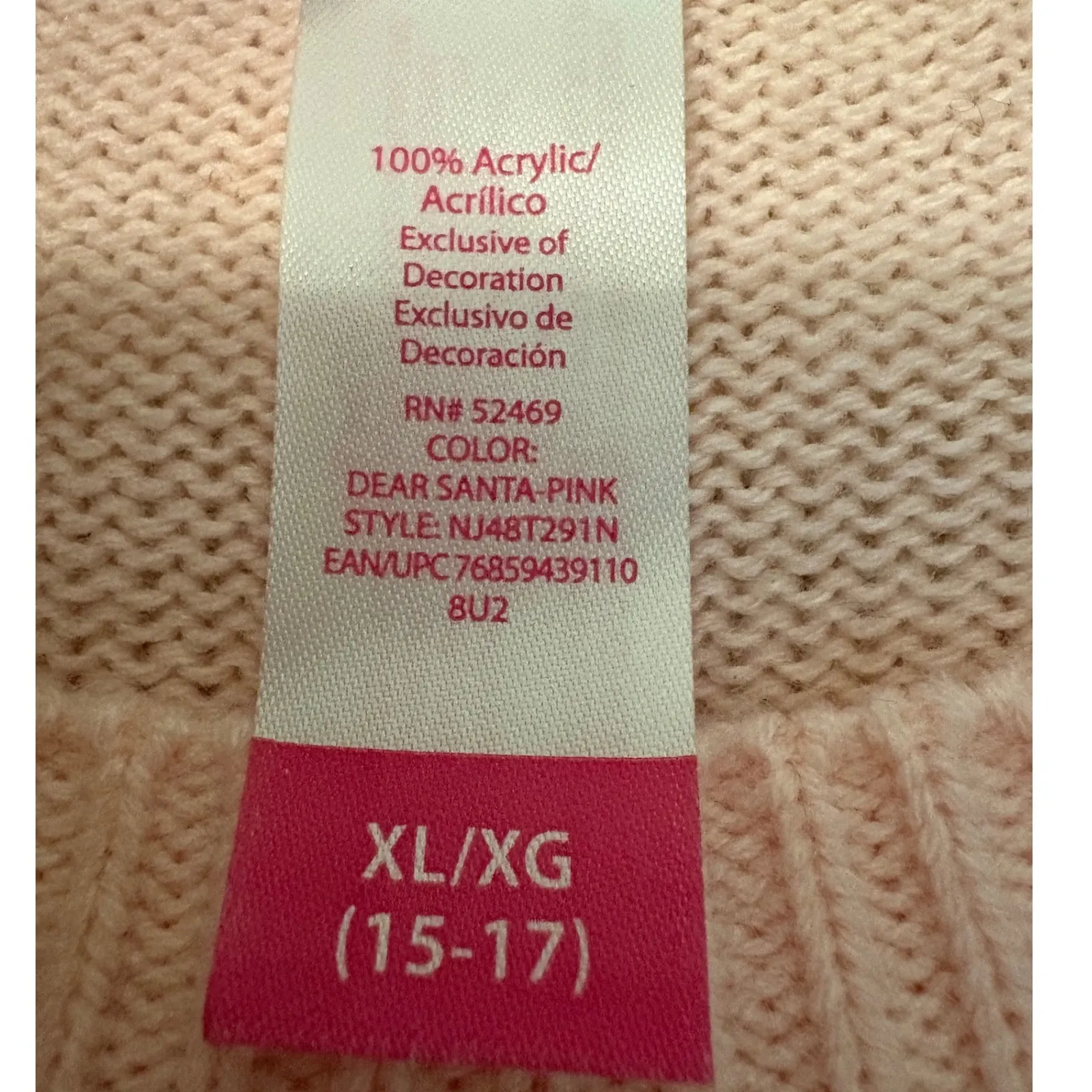 Ugly Christmas Sweater Pink Dear Santa Define Naughty Sequin Tinsel XL - Image 4