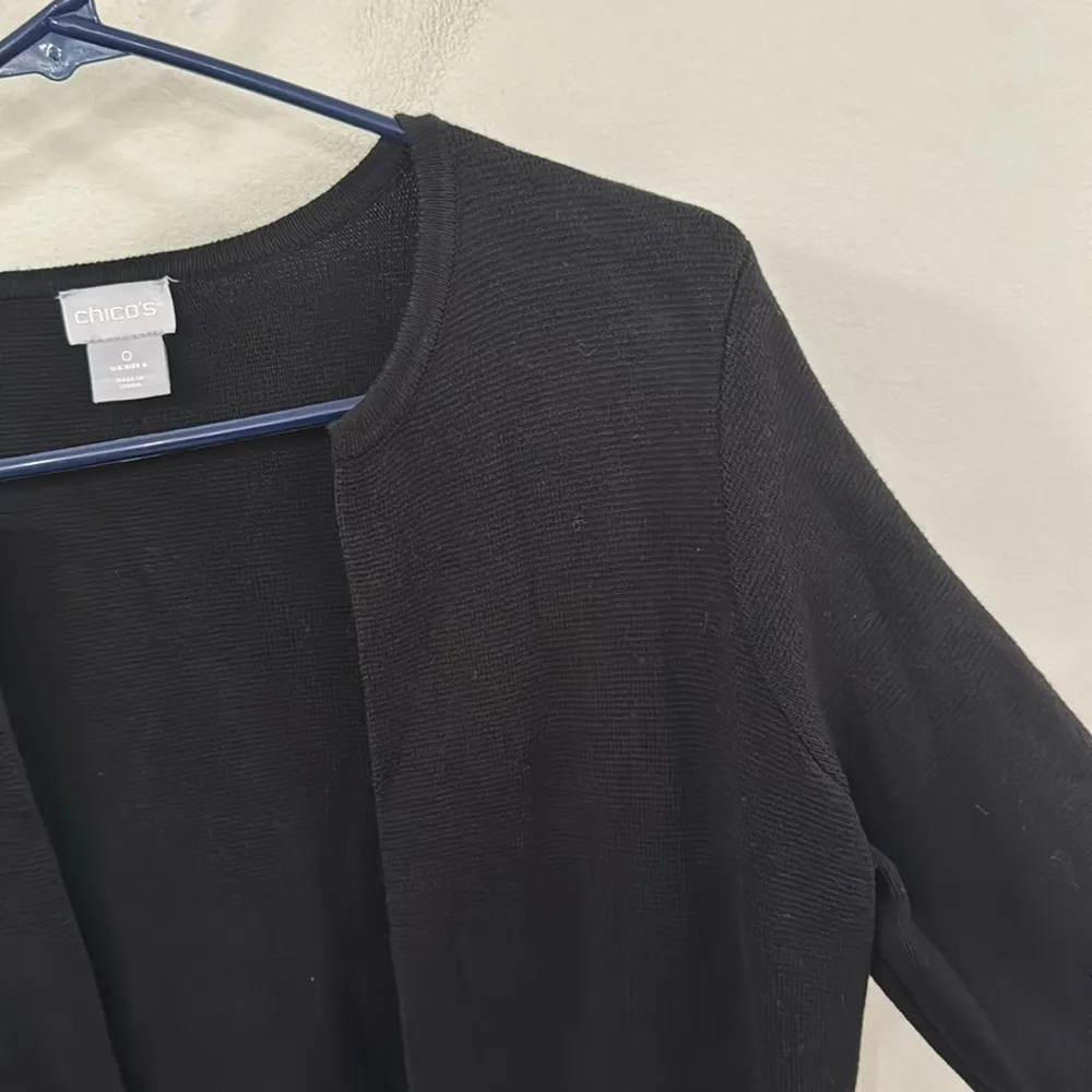 Chico's Colorblock Black and White Long Sleeves Open Knit Cardigan Size S - Image 6