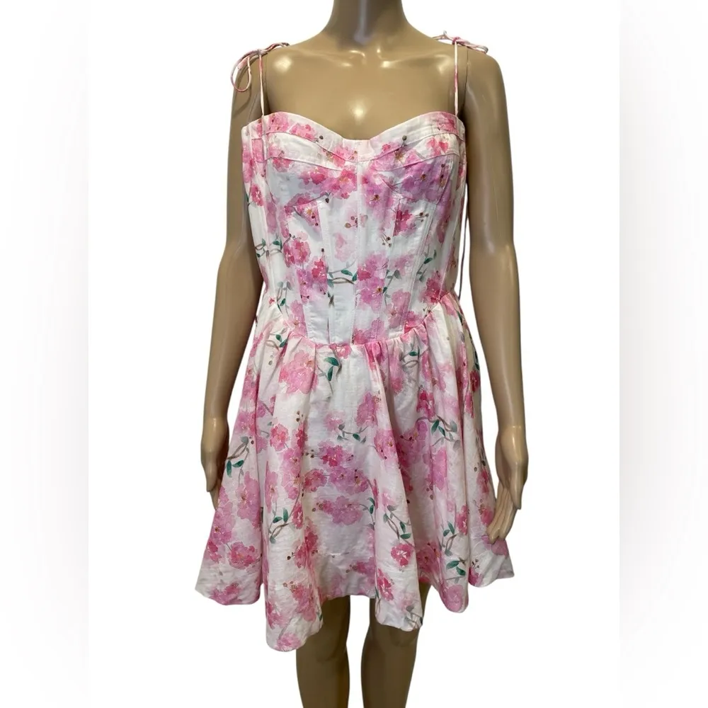 Bardot Elsie Corset Floral Pink and White Mini Dress size XXL (12) - Image 3