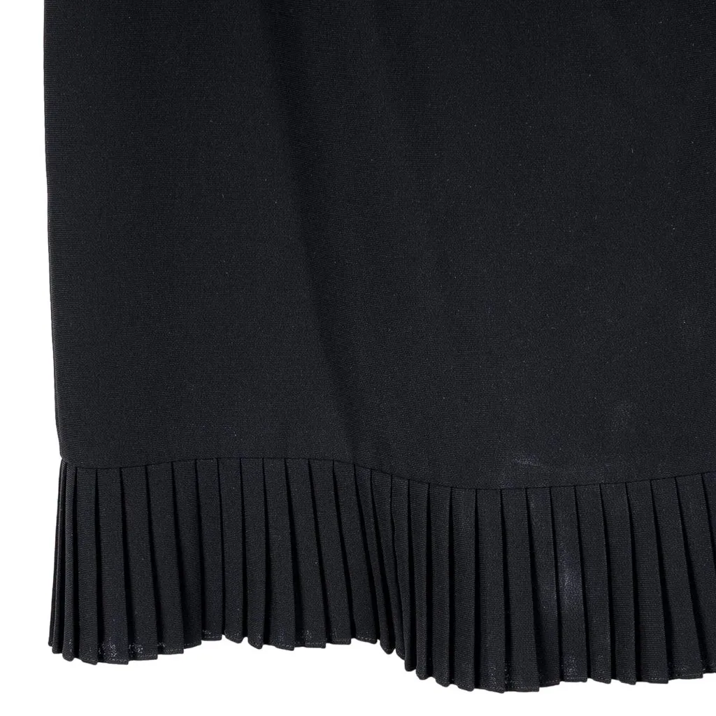 Le Suit Skirt 6 Womens Black Pleated Ruffle Straight Career Casual Knee Length - Image 3