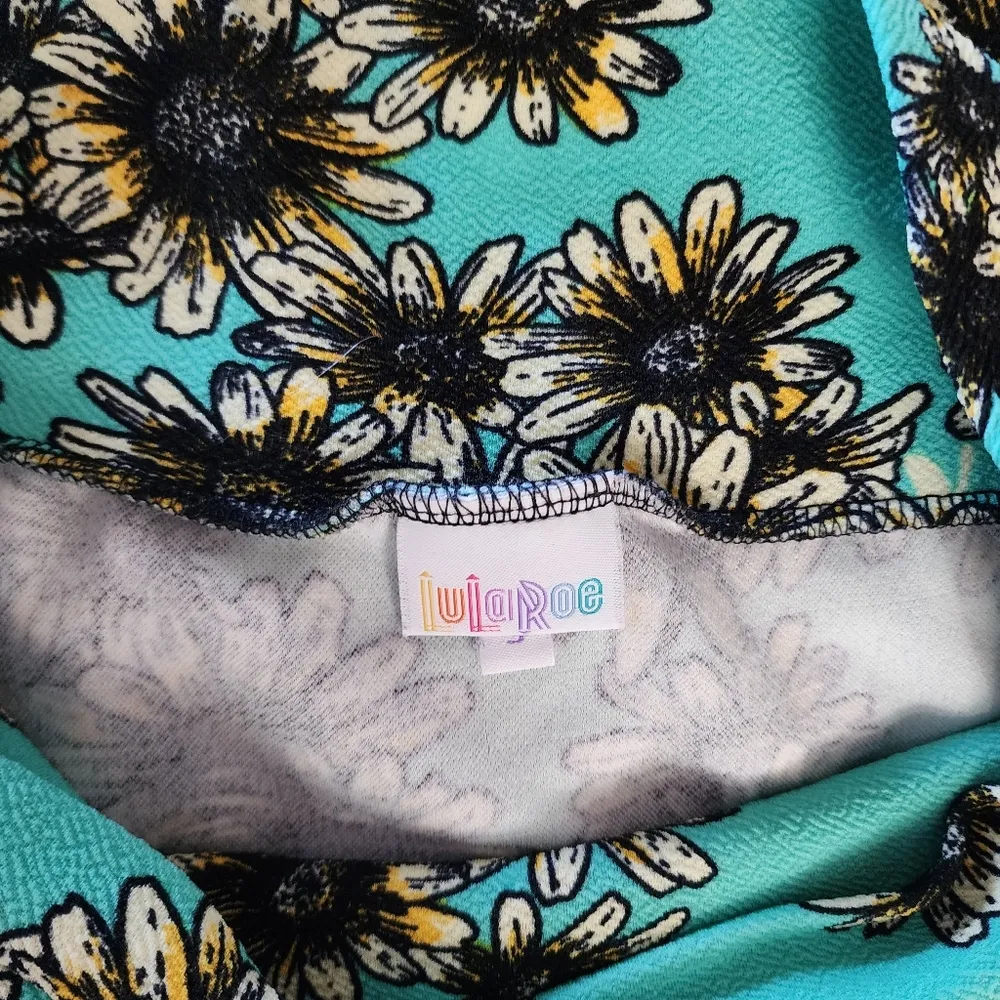 Lularoe Cassie Aqua Sunflower Crepe Stretch Pencil Skirt Size Small - Image 6