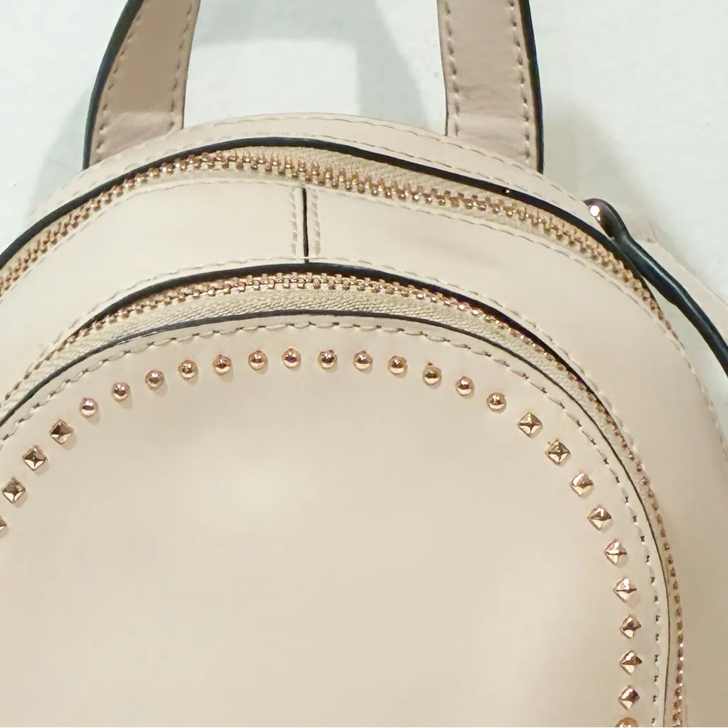 Michael Kors  Rhea Mini Pink Leather Rose Gold Studded Backpack Removable Straps - Image 3