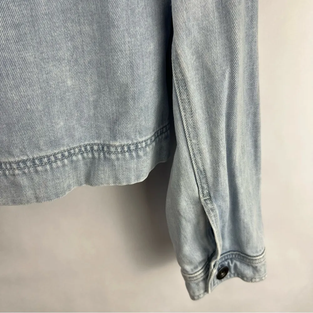 Bella Dahl Cropped Light Wash Denim Jacket Cotton Tencel Utility Western - Image 13