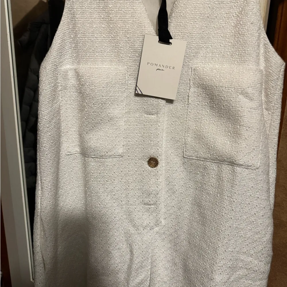 White Textured Myla Romper Size M - Image 6