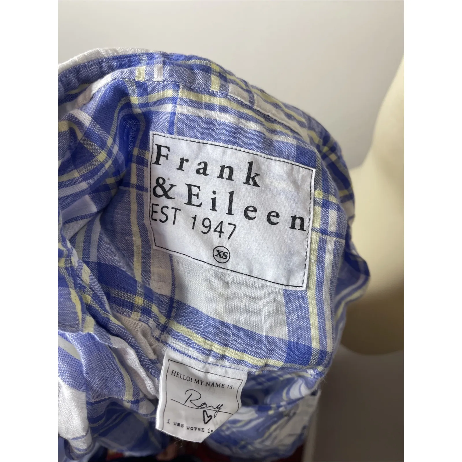 Womens‎ Frank & Eileen Rory Linen Maxi Shirdress in Blue and Yellow Plaid XS - Image 9