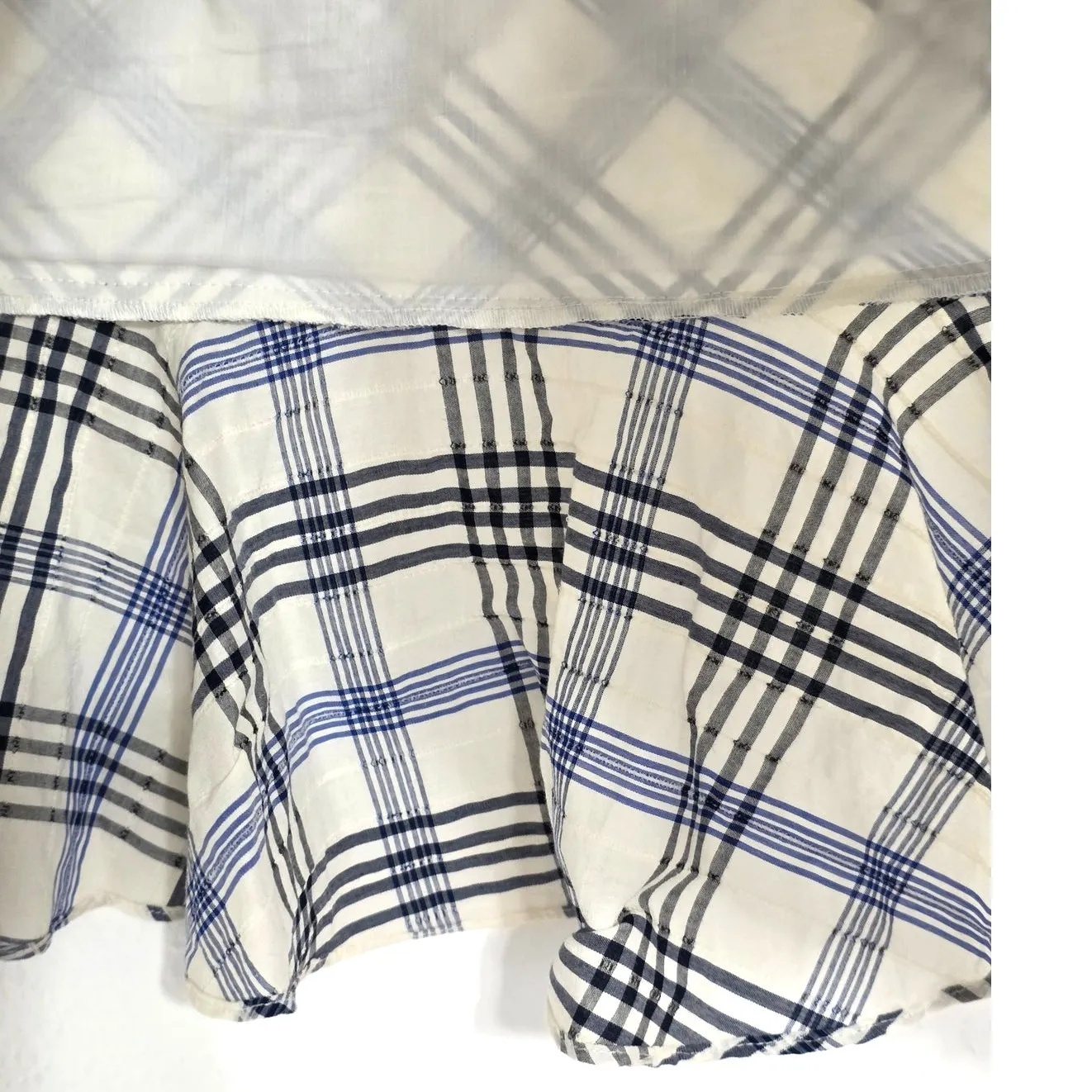 Veronica Beard Kaia Embroidered Checked Cotton Blend Mini Skirt Blue Plaid 10 - Image 9