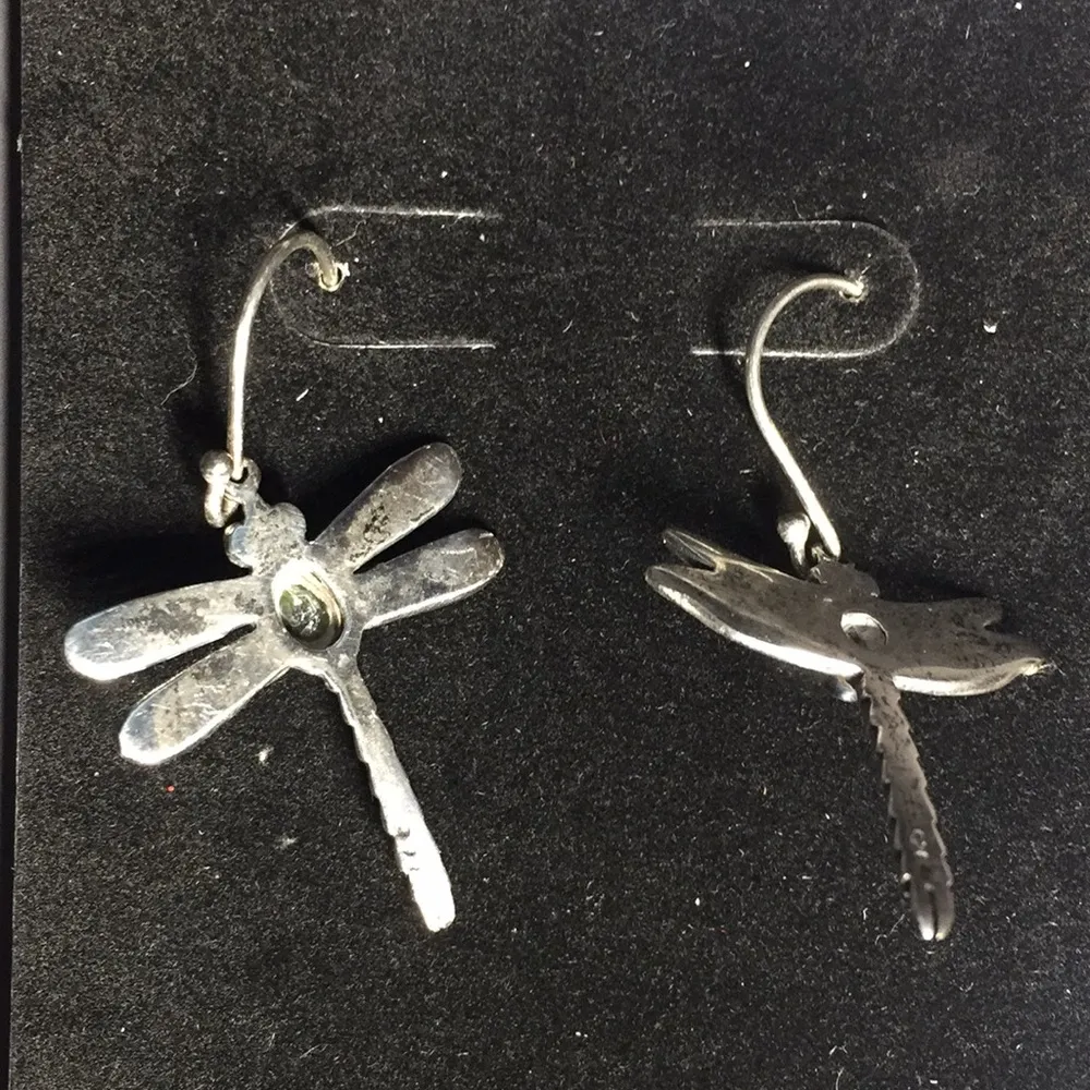 Sterling Silver Dragonfly Earrings W/ Green Peridot Stone NWT - Image 5