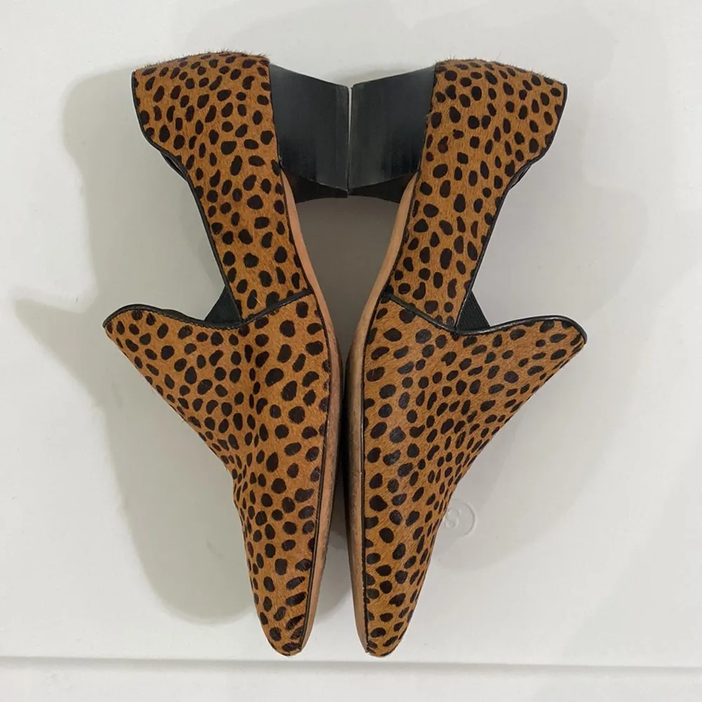 Rebecca Minkoff cheetah print calf hair smoking heeled loafers size 7 - Image 24