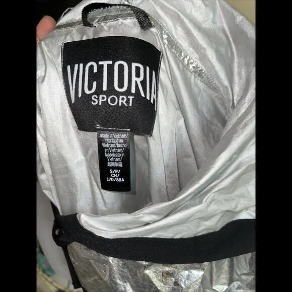 Victoria’s Secret Sport Metallic Silver Hoodie S‎ - Image 6