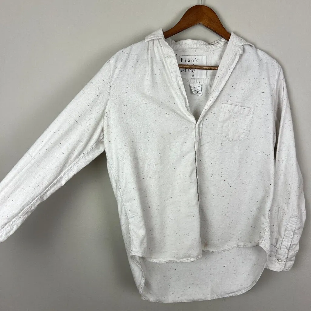 Frank & Eileen Flannel Eileen Shirt Women XXS Fleck Off White Relaxed Fit Cotton - Image 5
