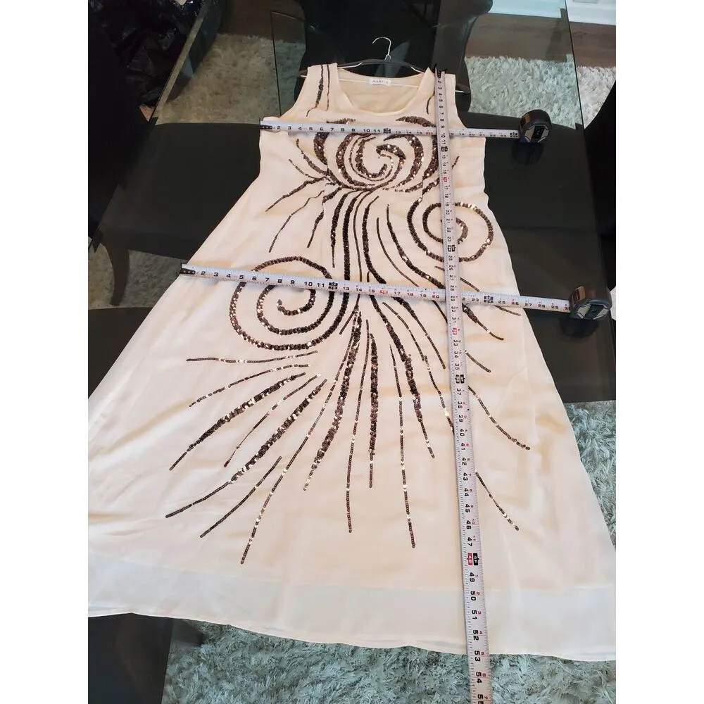 Women Beige Sequin Polyester V - Image 6