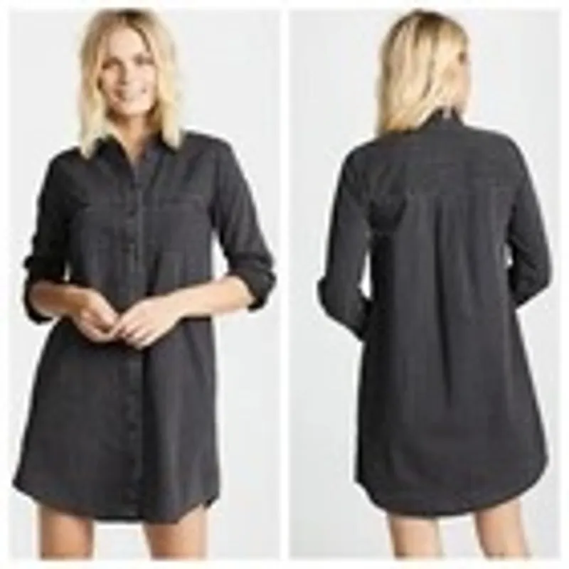 Madewell Black Denim Shirtdress Size XS Colton Wash Gray Pockets Button Down - Image 2