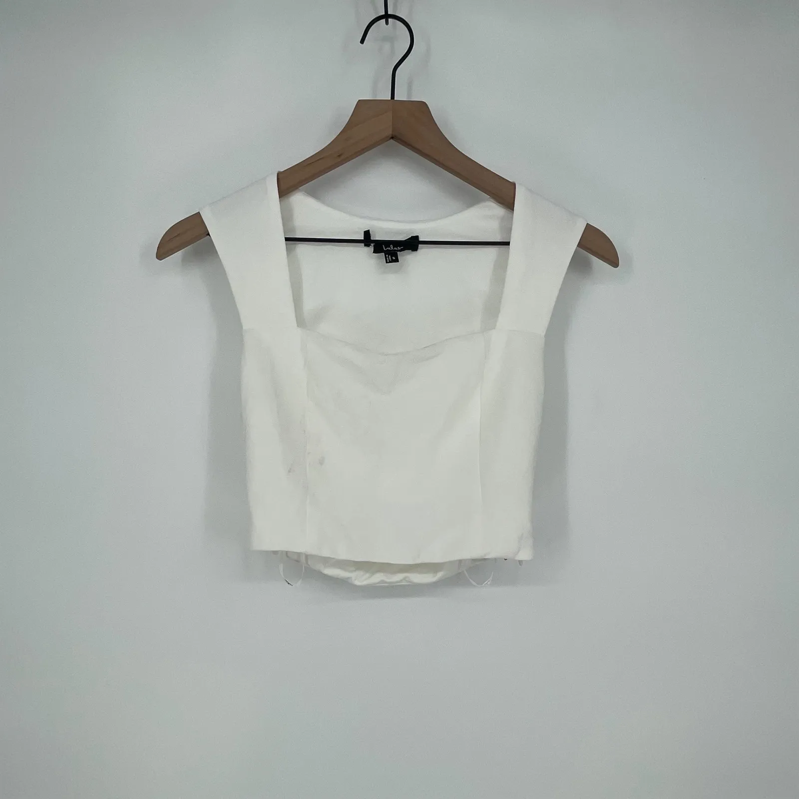Lulus White Square Neck Cap Sleeve Cropped Top Size S - Image 2