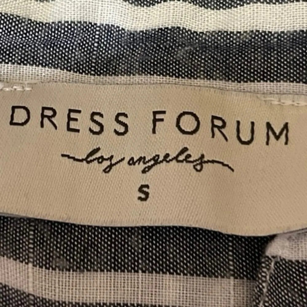 Dress Forum Gray Striped Tie Knot Button Up Long Sleeve Crop Shirt Blouse Top S - Image 3