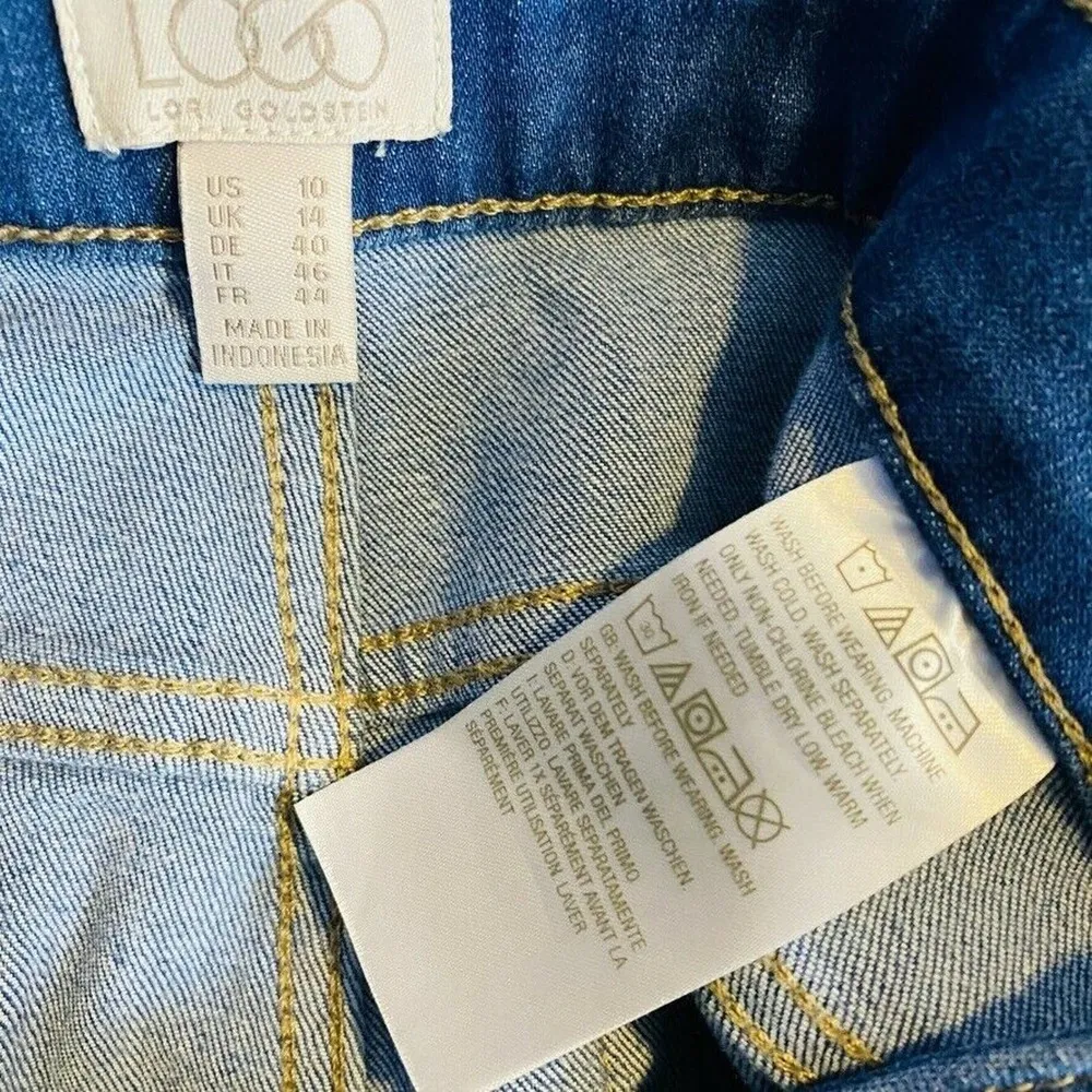 Logo By Lori Goldstein Womens Straight Leg Jeans Blue Stretch Pockets Denim 10 - Image 9