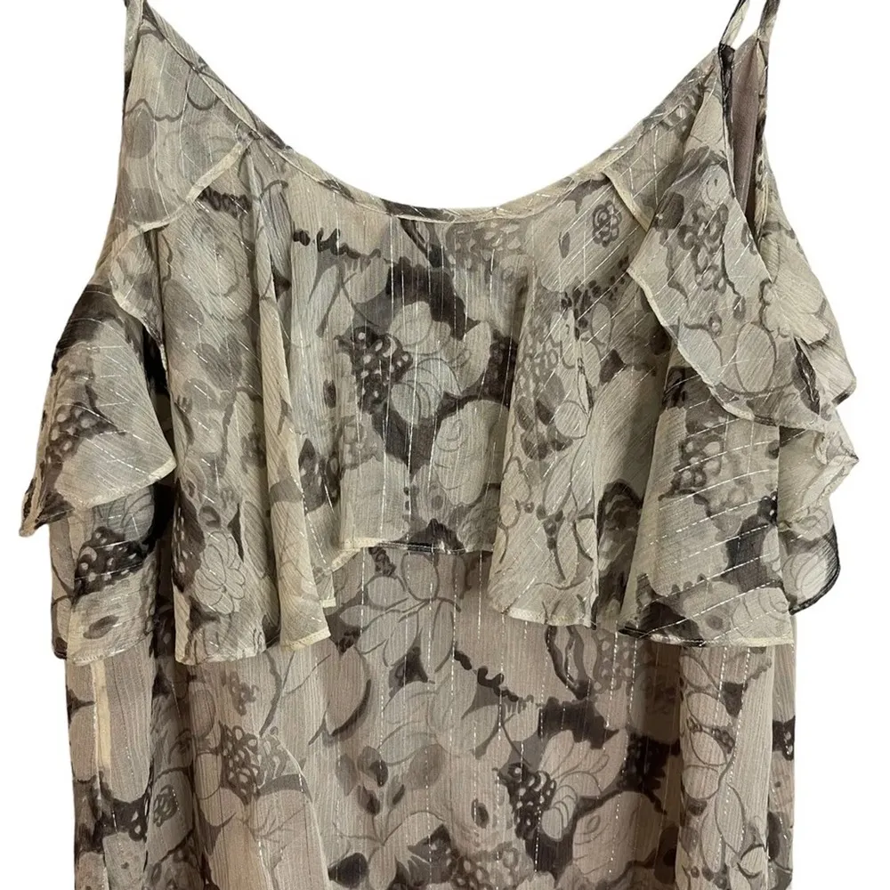Rebecca Taylor Floral Silk Metallic Camisole - Image 5