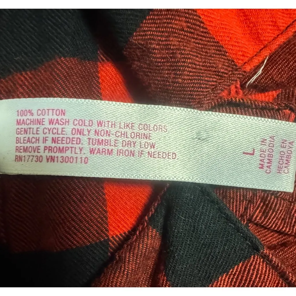 Target Xhilaration Buffalo Plaid Flannel Romper Sleepwear Pajamas Red Blk Sz LG - Image 8