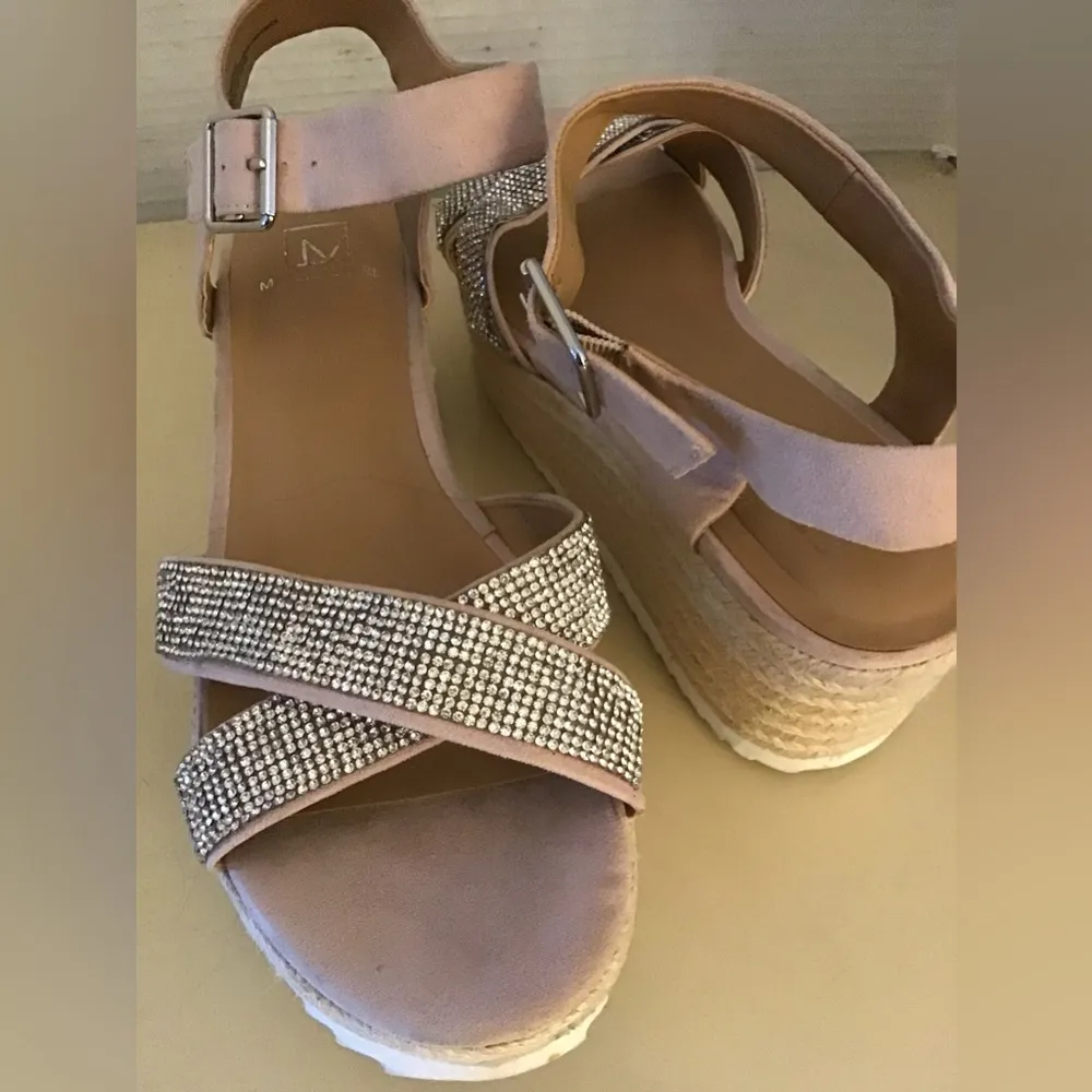 Material Girl women platform espadrilles Rinny Rhinestone wedge sandals US 9 - Image 11