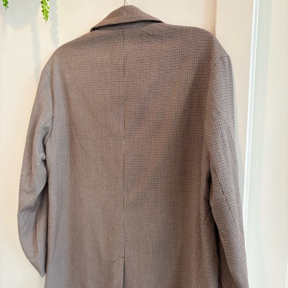 A New Day Houndstooth Plaid Women's Blazer Jacket Oversized Lined Neutral Size S - Image 7