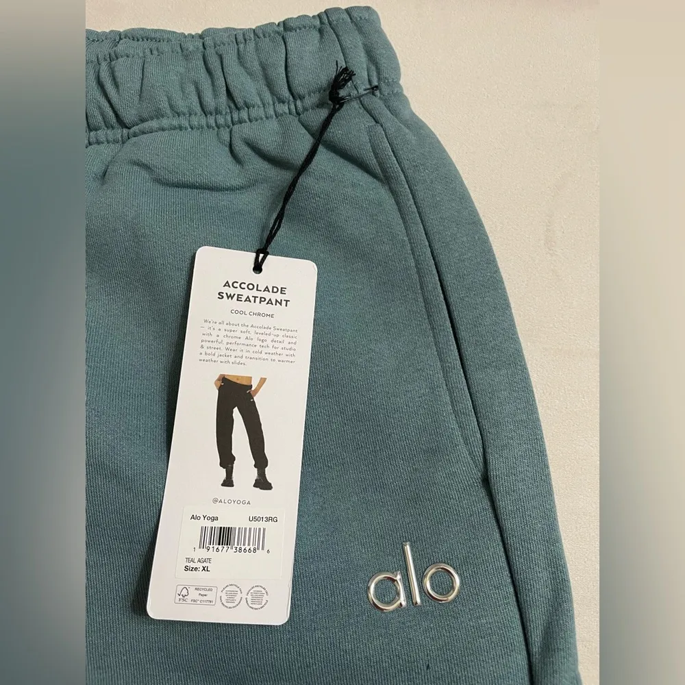 NWT Alo Accolade Sweatpants Joggers Size XL Limited Edition Color Teal Agate - Image 8