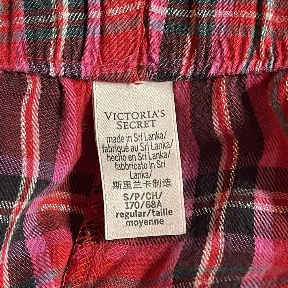 Victoria's Secret Lounge Pants Red Black Plaid Pajama Bottoms Jogger Small Z-257 - Image 2