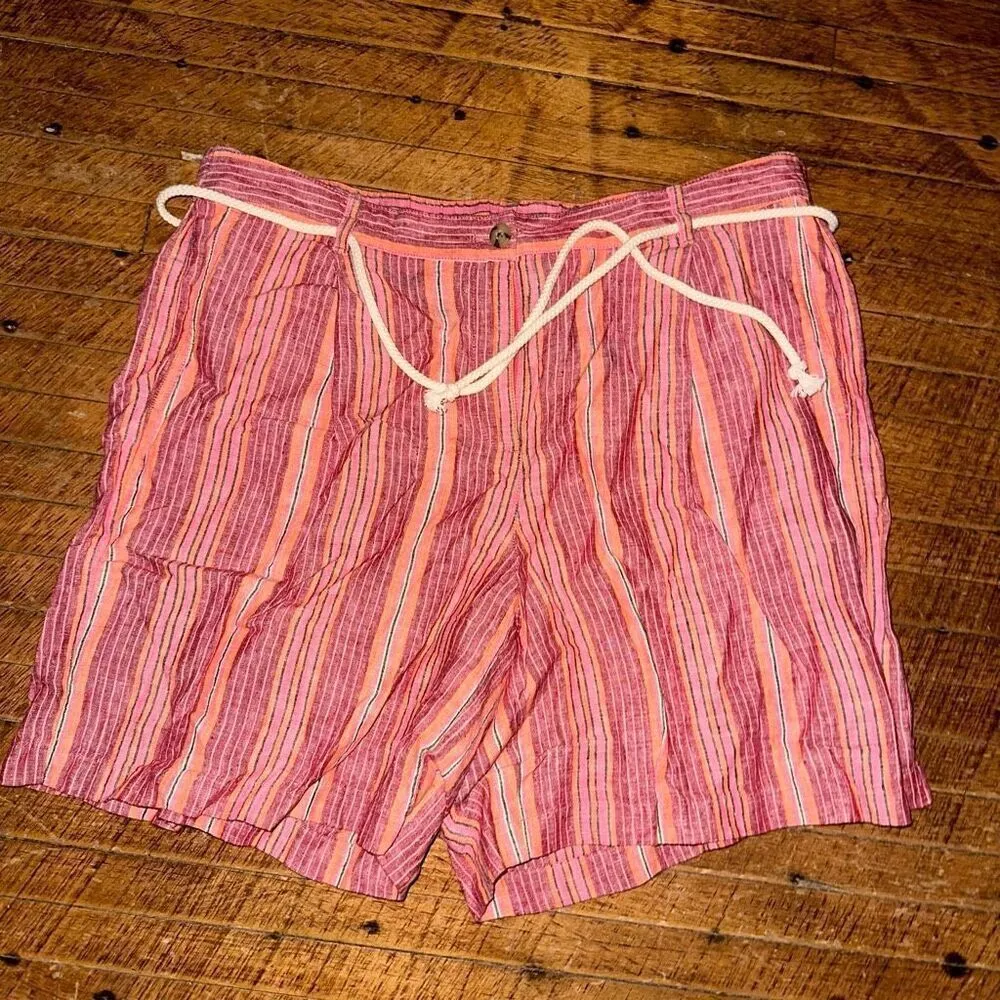 J. Jill linen Cape Cod striped belted normcore 18 shorts - Image 2