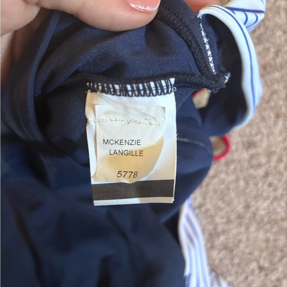 Speedo Women's Red/White/Blue Striped Colorblock Cutout One Piece Swimsuit - Image 7