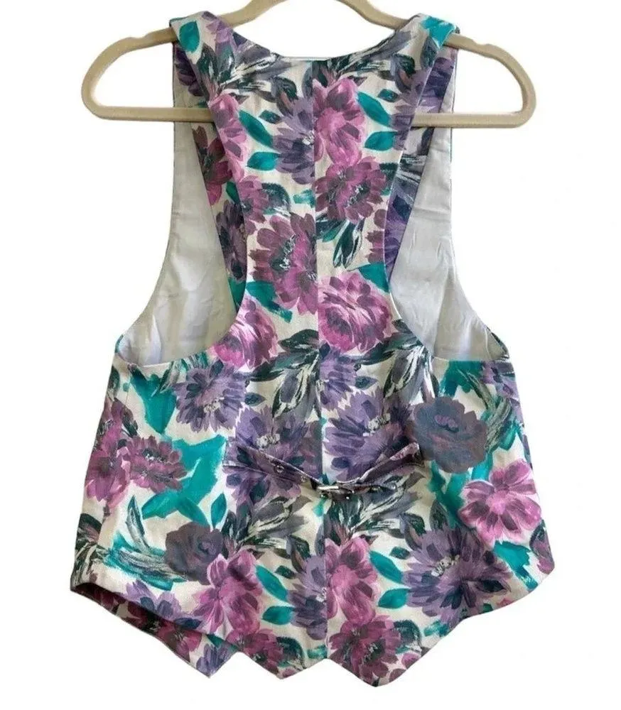 For Love & Lemons x Revolve Tamara Floral Vest Deep V Plunge Top NWT L - Image 4