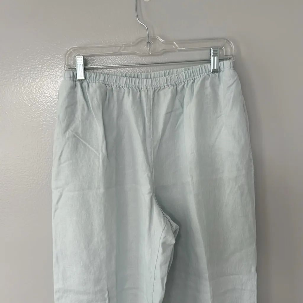 J.Jill Women's Linen Crop Pants Mint Green Beach Summer Elastic Waist Size M Size M - Image 9