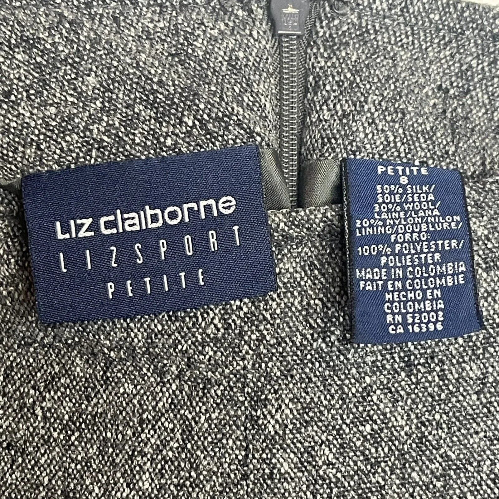 Liz Claiborne Liz Sport Petite Size 8P Wool Silk Short Skirt Gray - Image 6