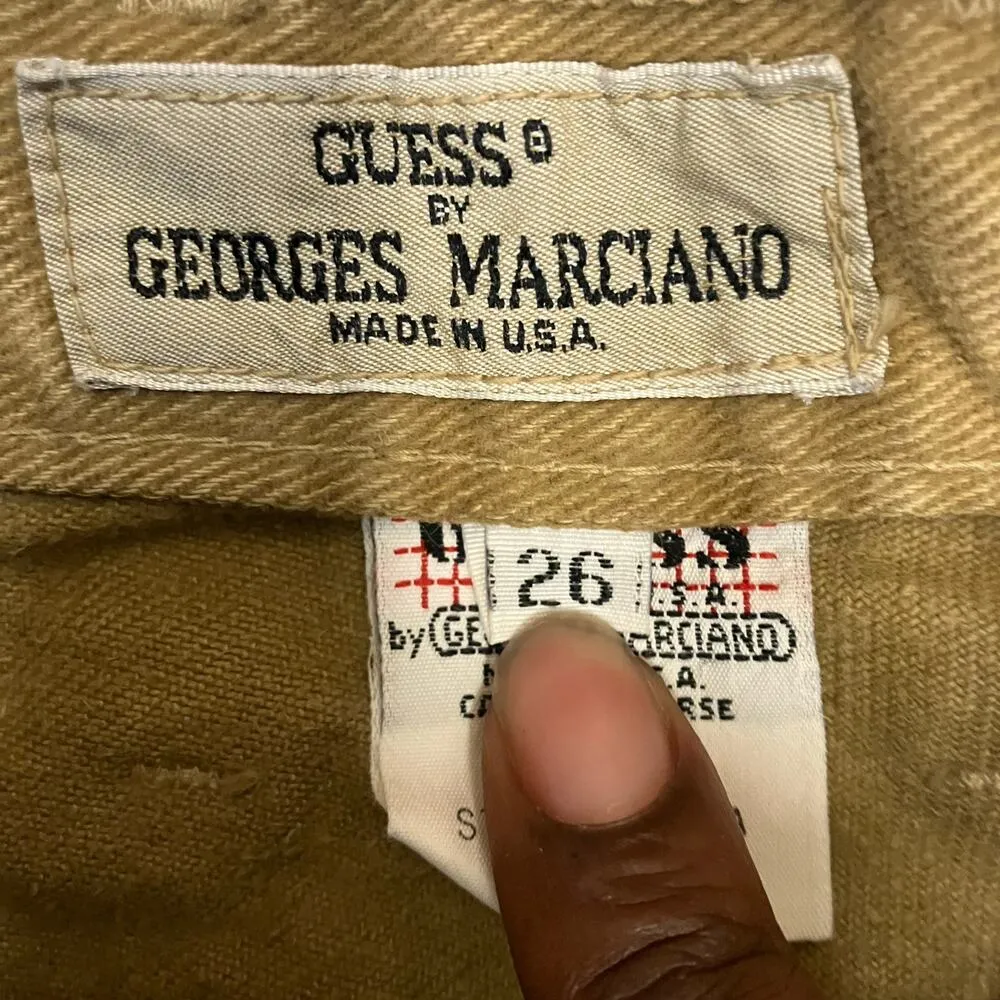 Vintage Guess by Georges Marciano Women's Tan Straight Leg Cropped Pants Size 26 - Image 6