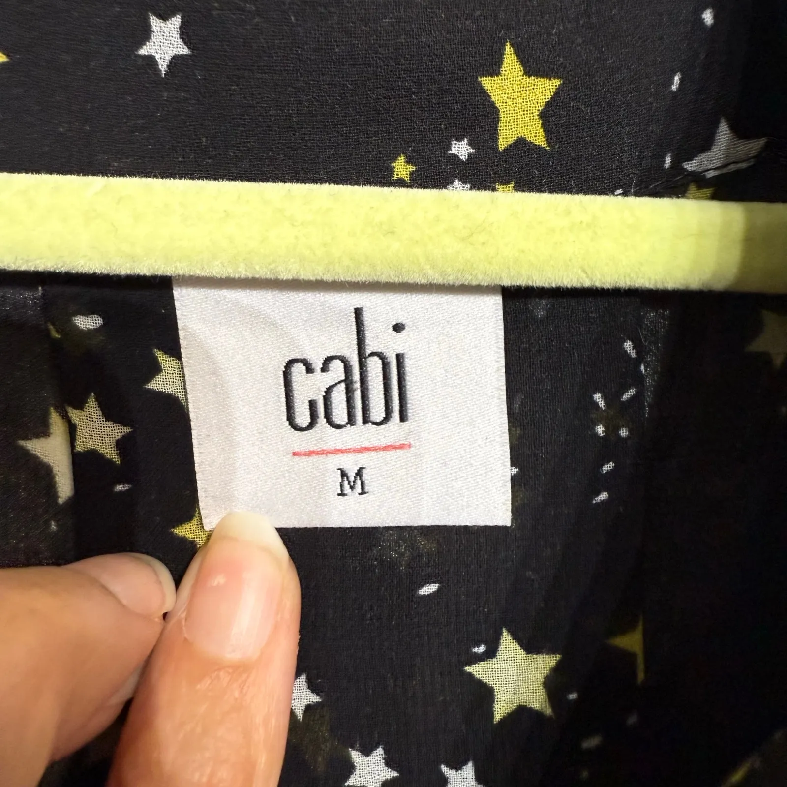 CAbi Black Sheer Galaxy Star Blouse Sz M - Image 5