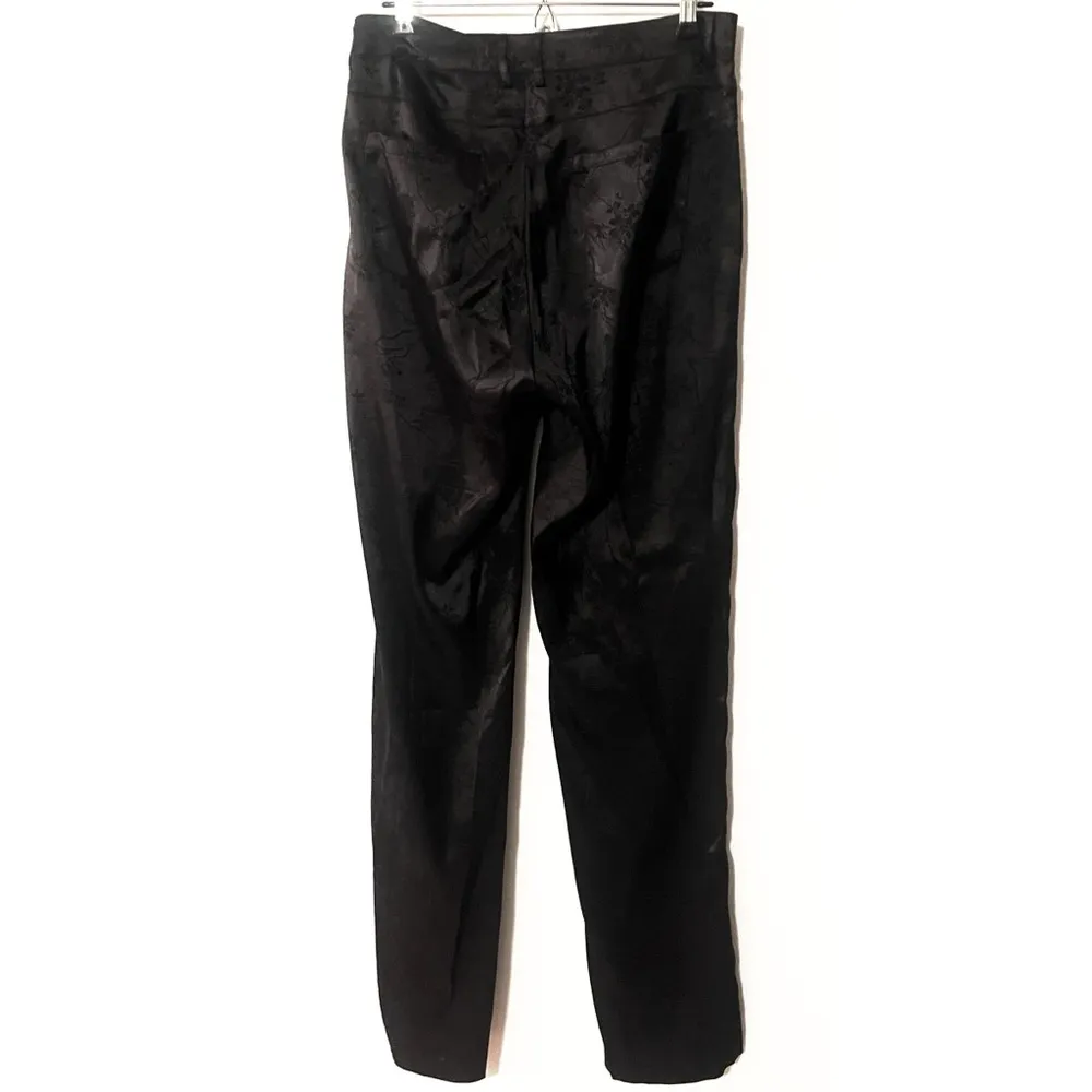 NEW Lioness St Germain Pants Satin Black Floral High Rise Straight Leg Medium - Image 7