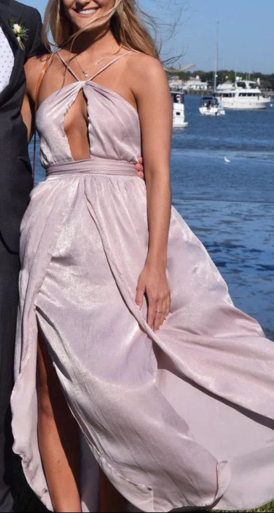 Mauve Halter Top With Two Slits - Image 2