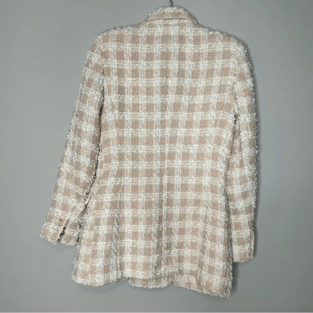 NWT Zara Textured Tweed Light Pink Double Breasted Blazer. Blogger fave. Size XS - Image 3