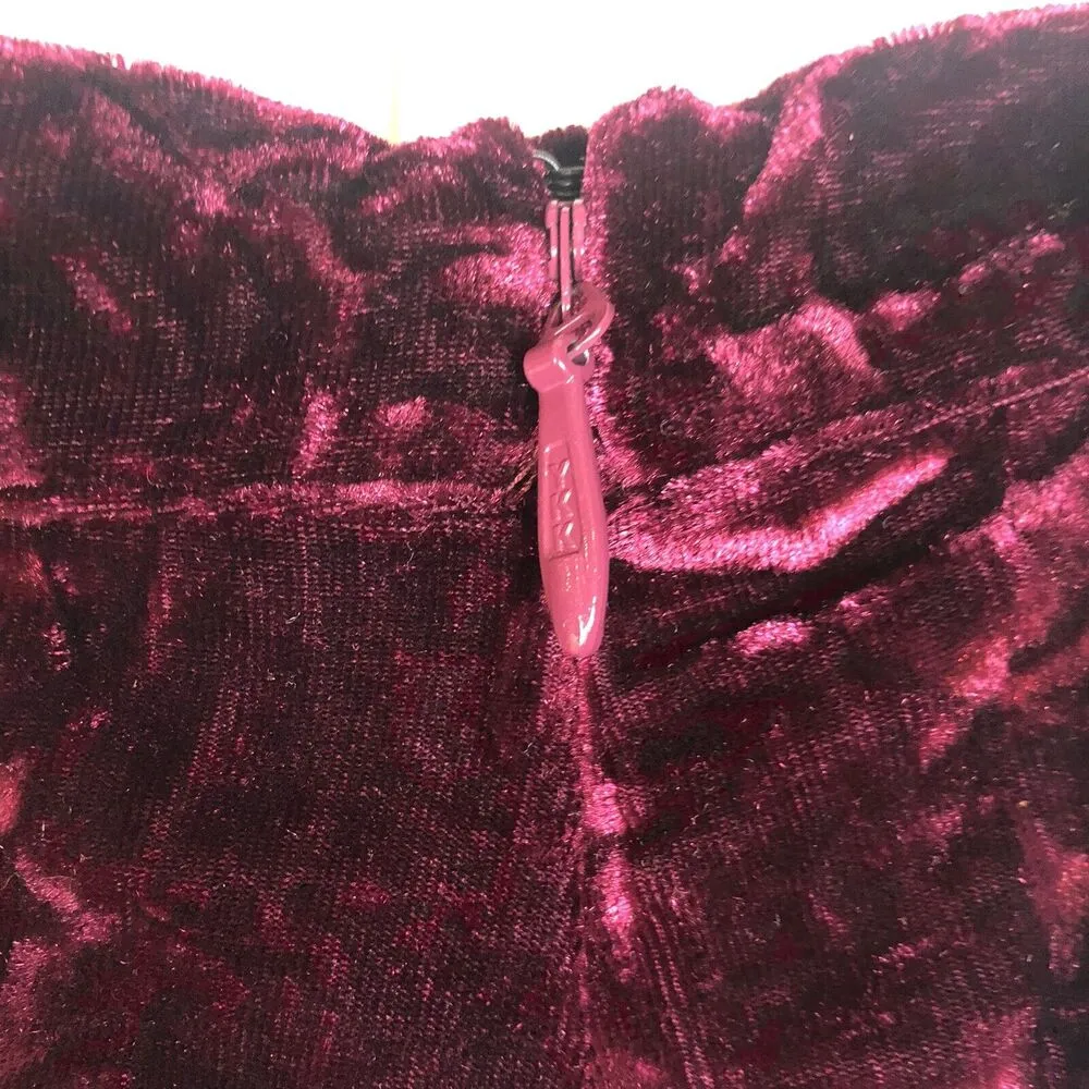 MISTRESS ROCKS Valiant Burgundy Crushed Velvet Side Snap Pants Small - Image 4