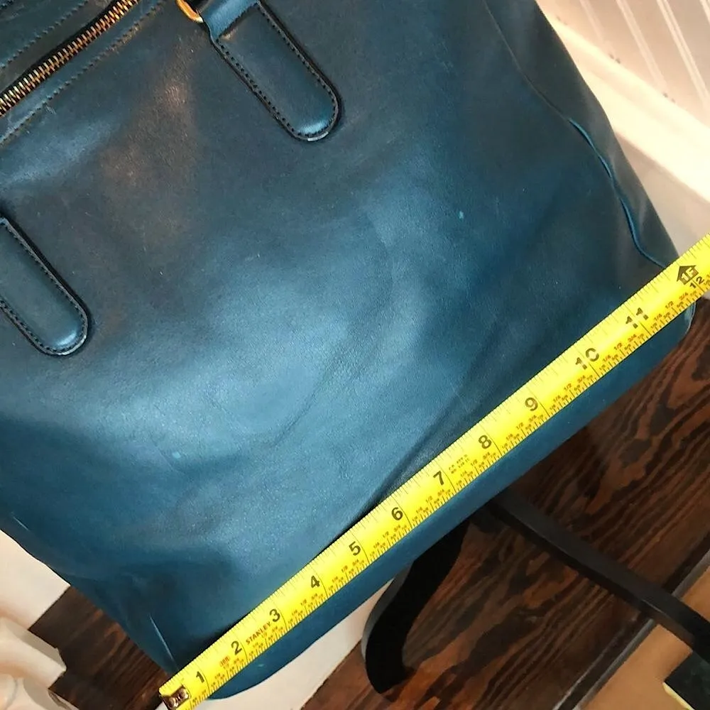 MARC JACOBS Turquoise Leather Top Handle Crossbody Tote Gold Hardware LUNA - Image 14