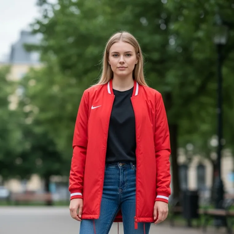 NWT Nike Women's Jacket M Long Dugout Bench Red Zip DC9103-657 Softball Jacket - Image 2