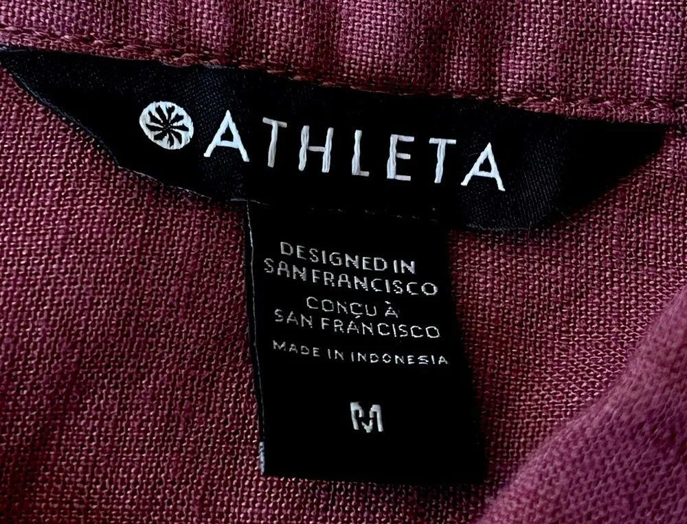 Athleta Linen Button Down Long Sleeve Playa Shirt Tawny Rose Size Medium - Image 7