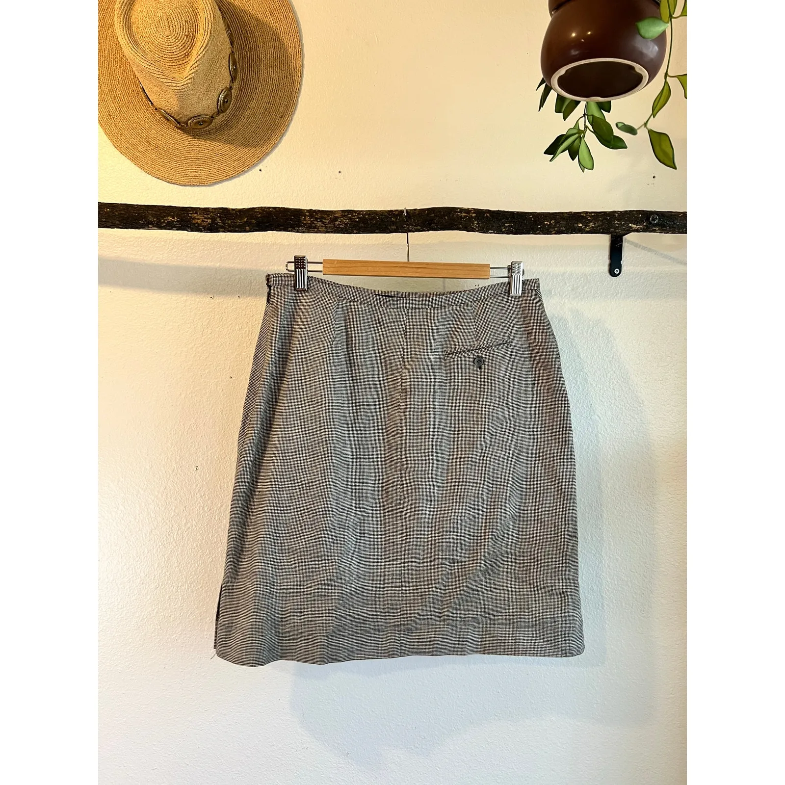 Vintage 90s Talbots Herringbone 100% Irish Linen Mini Skirt Size 12 - Image 2