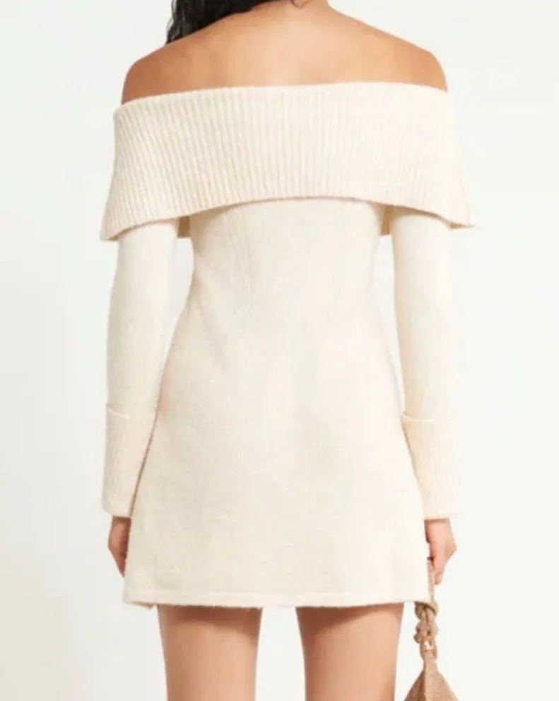 Cult Gaia Edna knit off shoulder cream mini dress XL new with tags - Image 2