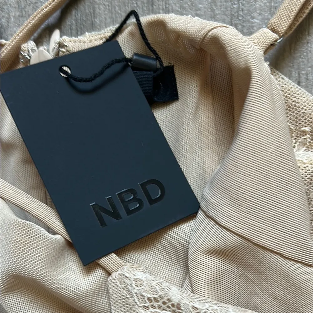 NBD Cream Tan Spaghetti Strap Slip Maxi Dress - Image 4