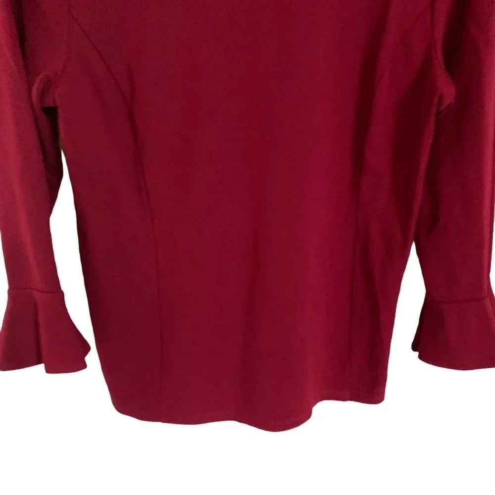 𝅺Talbots Maroon / Burgundy Long‎ Sleeve Tunic - Medium - Image 6