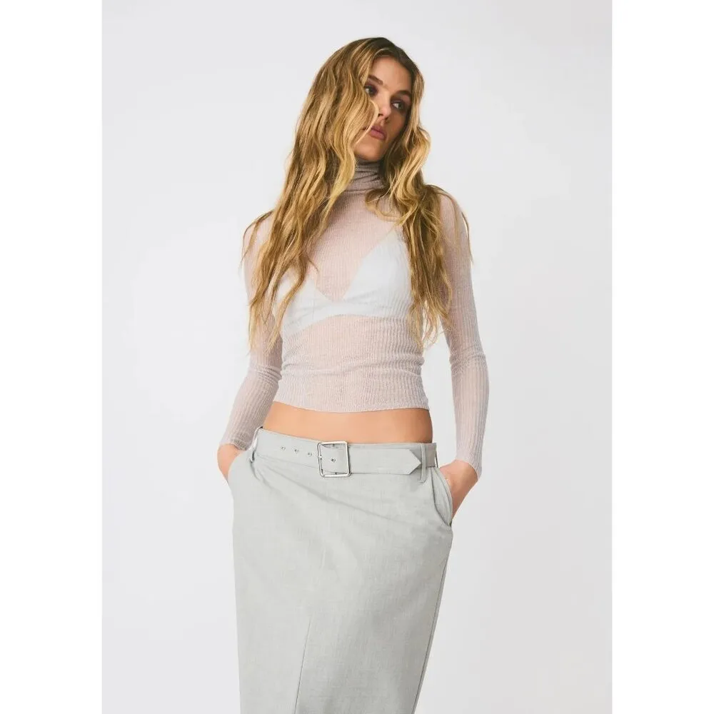 SER.O.YA Piper Sweater in Silver XSmall New Womens Turtleneck Knit Top Size XS - Image 13