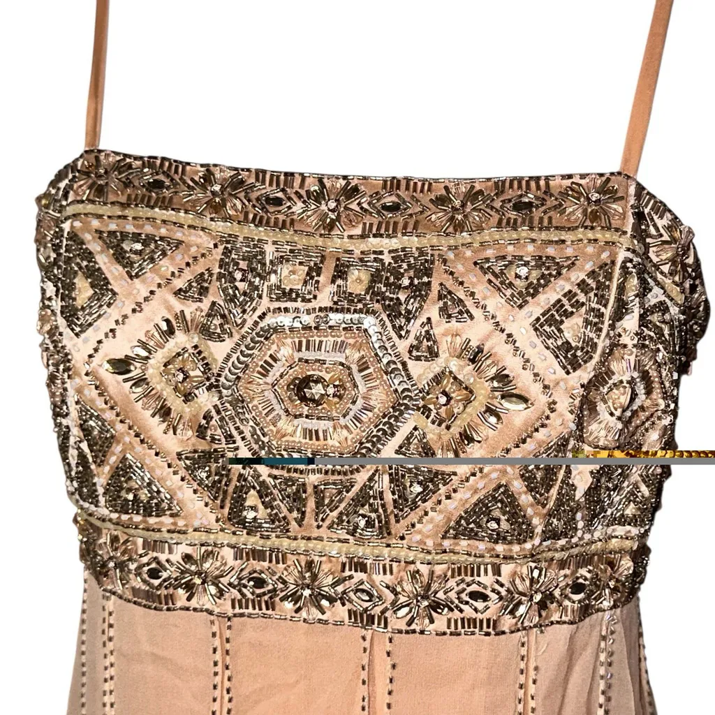 Sue Wong Nocturne VTG Y2K Beaded Silk Mini Dress Fairycore Flapper 10 Whimsigoth - Image 4