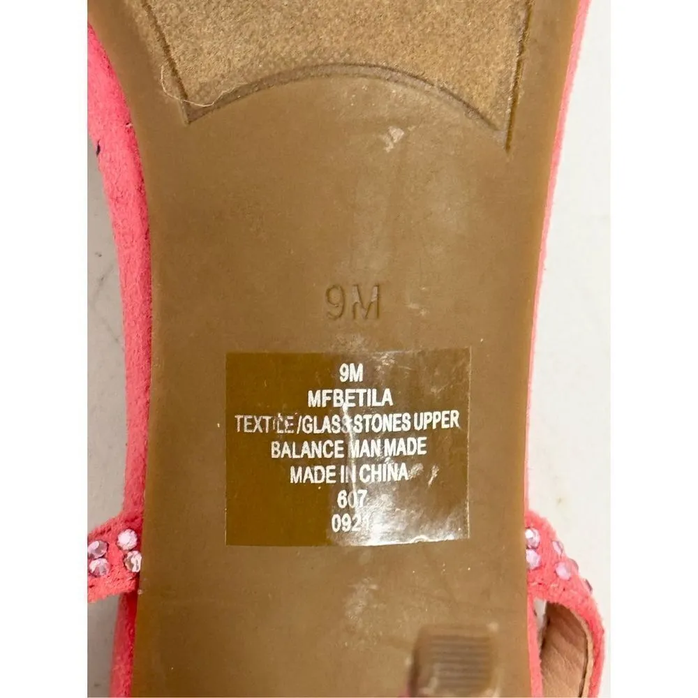 Marc Fisher Sandals Womens 9 Betila Open Toe Slingback Heels Rhinestone Accent - Image 9